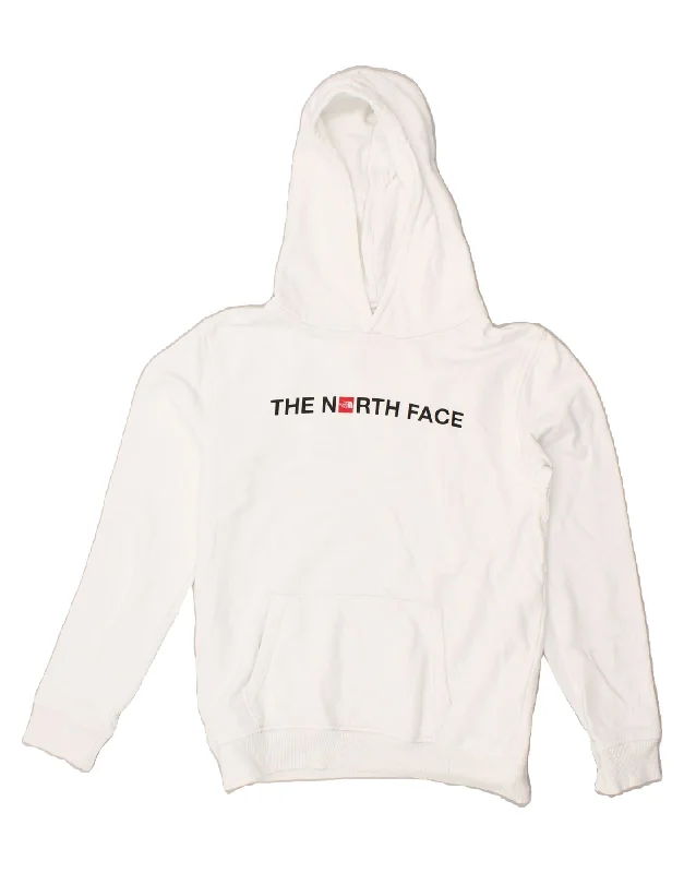 THE NORTH FACE Boys Graphic Hoodie Jumper 14-15 Years XL White Cotton Hoodie with Print Artistic Unique