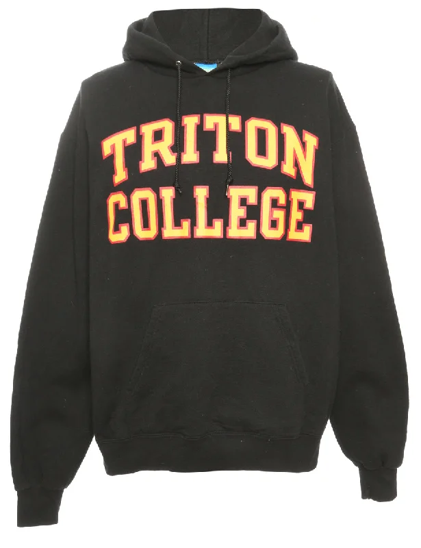 Triton College Champion Printed Hoodie - L Hoodie with Tied Waist Feminine Flattering