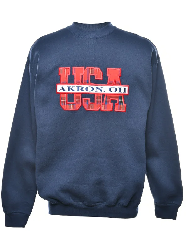 USA Printed Sweatshirt - L Hoodie with Velcro Closure Adjustable Secure