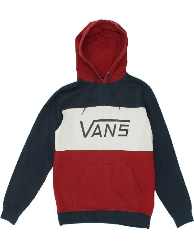 VANS Mens Graphic Hoodie Jumper Small Multicoloured Colourblock Cotton Hoodie with Illustration Artistic Creative