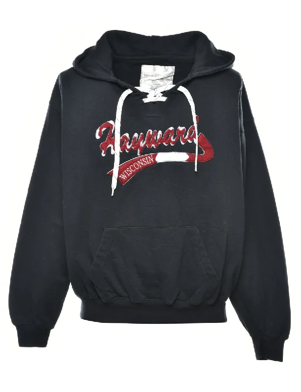 Wisconsin Printed Hoodie - S Hoodie with High-Low Hem Asymmetrical Trendy