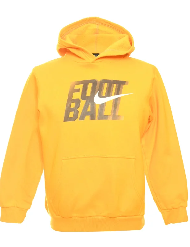 Yellow Nike Printed Hoodie - L Hoodie with Earth Tones Natural Calm