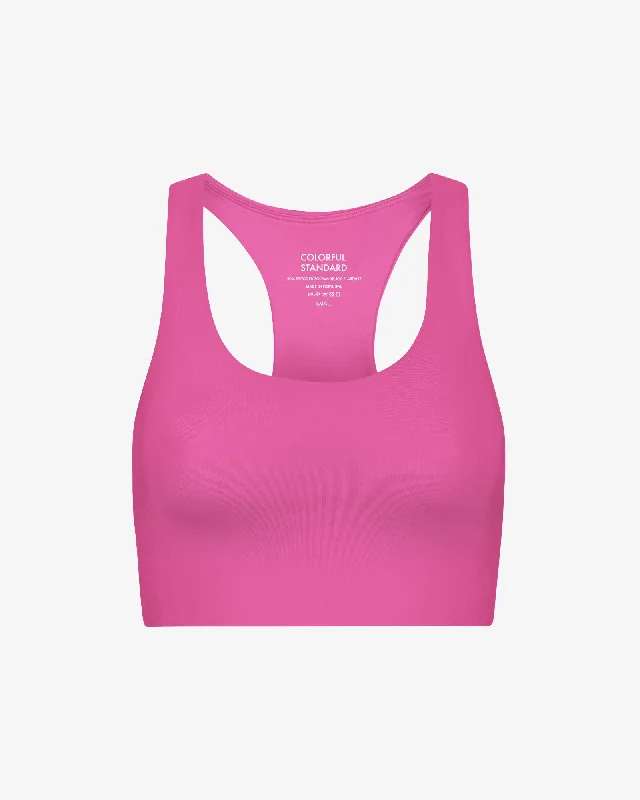 Active Cropped Bra - Bubblegum Pink Full Coverage Bralette