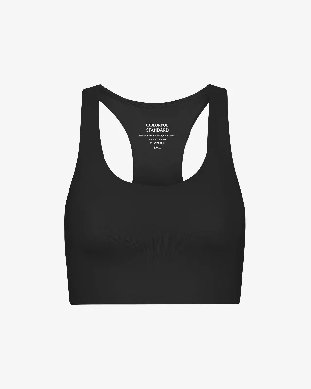 Active Cropped Bra - Deep Black High Support Bra