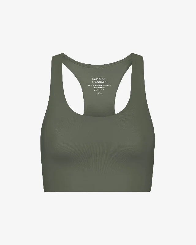 Active Cropped Bra - Dusty Olive Smooth Push-Up Bra