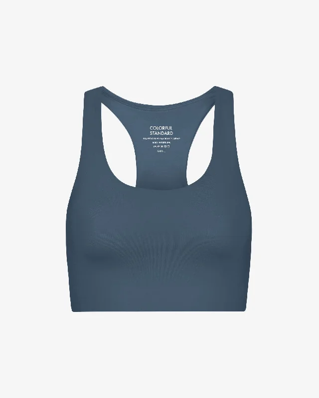 Active Cropped Bra - Petrol Blue Lightly Padded Bra