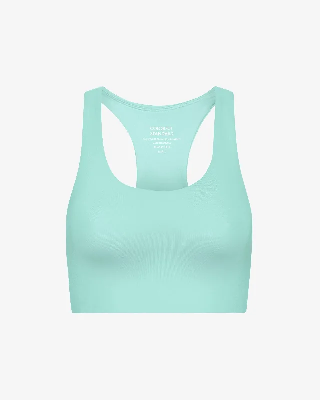 Active Cropped Bra - Teal Blue Adjustable Back Bra