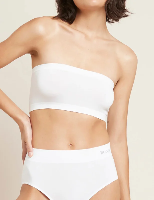 Bandeau Bra - White Trendy Sports Bra