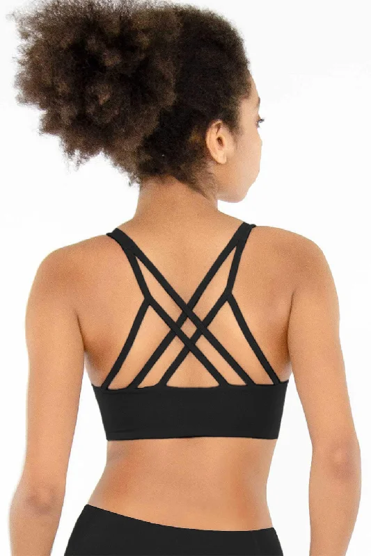 3 for $49! Black Kelly Strappy Padded Sports Bra - Women Cozy Wire-Free Bra