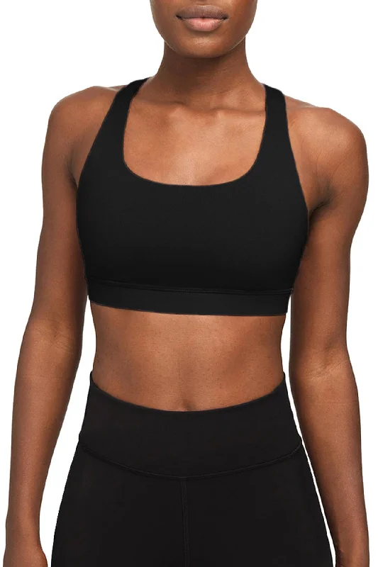 Black Recycled Stella Seamless Racerback Sport Yoga Bra - Women Adjustable Comfort Bra