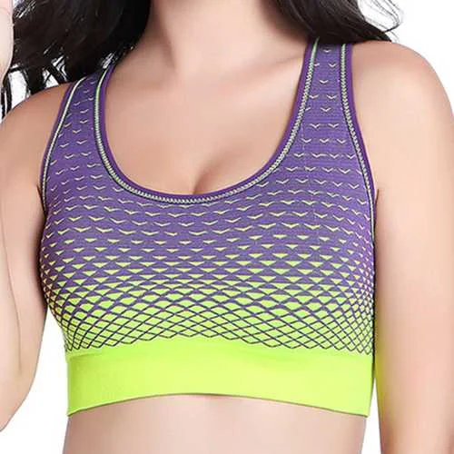 Gradient Color Wireless Shockproof Sports Vest Bra Chic Satin Bra