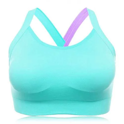 Hit Color Criss Cross Shockproof Padding Sport Bra Push-Up Bralette Set