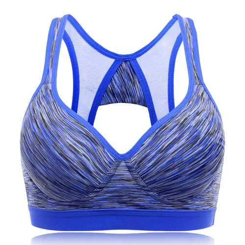 Mixed Yarn Shockproof Wireless Comfort Moving Sports Bra Elegant Lace Bralette