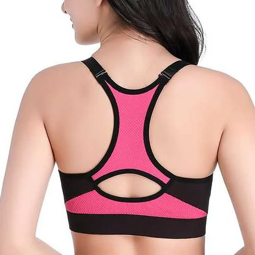 Front Zipper Shockproof Race Back Professional Training Padded Sports Bra Sporty Compression Bra