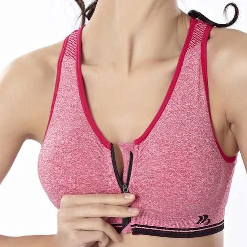 Front Zipper Fitness Shockproof Sports Bra Light Padded Bra