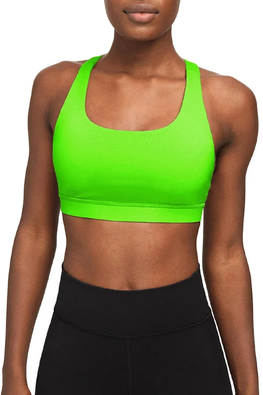 Neon Green UV 50+ Lime Stella Seamless Racerback Sport Yoga Bra - Women Soft Support Bra