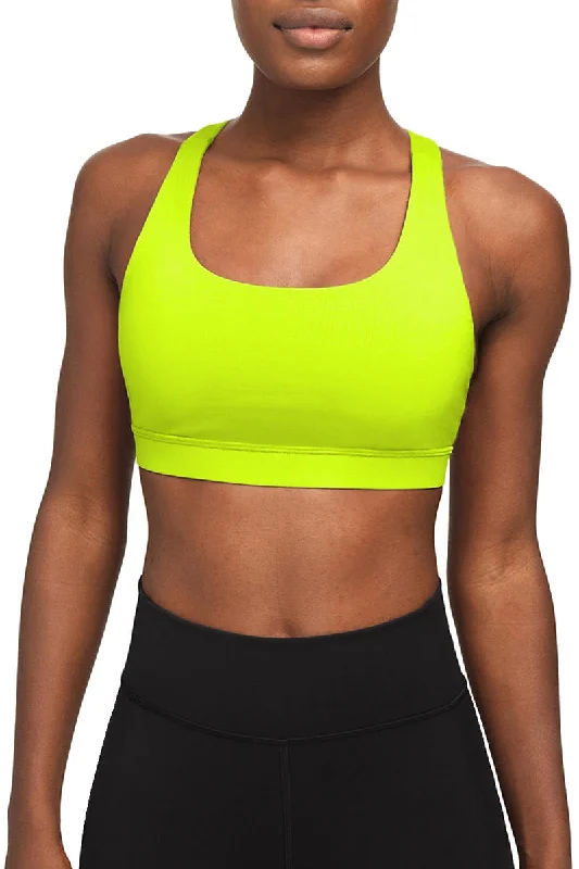 Neon Yellow UV 50+ Stella Seamless Racerback Sport Yoga Bra - Women Adjustable Fit Bra