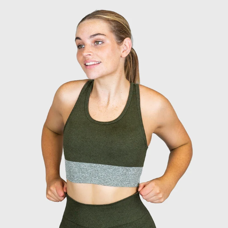 TWL - Women's Endure Seamless Bra - Dark Olive Marl/Stone Marl Strapless Support Bra