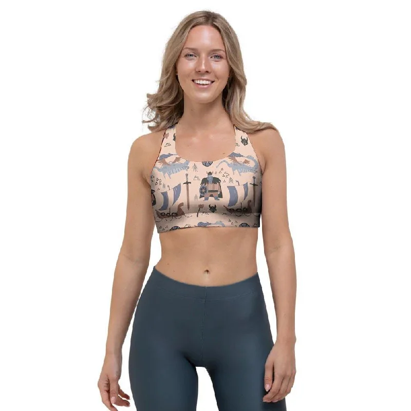 Viking Cartoon Norse Sports Bra Sexy Underwire Bra