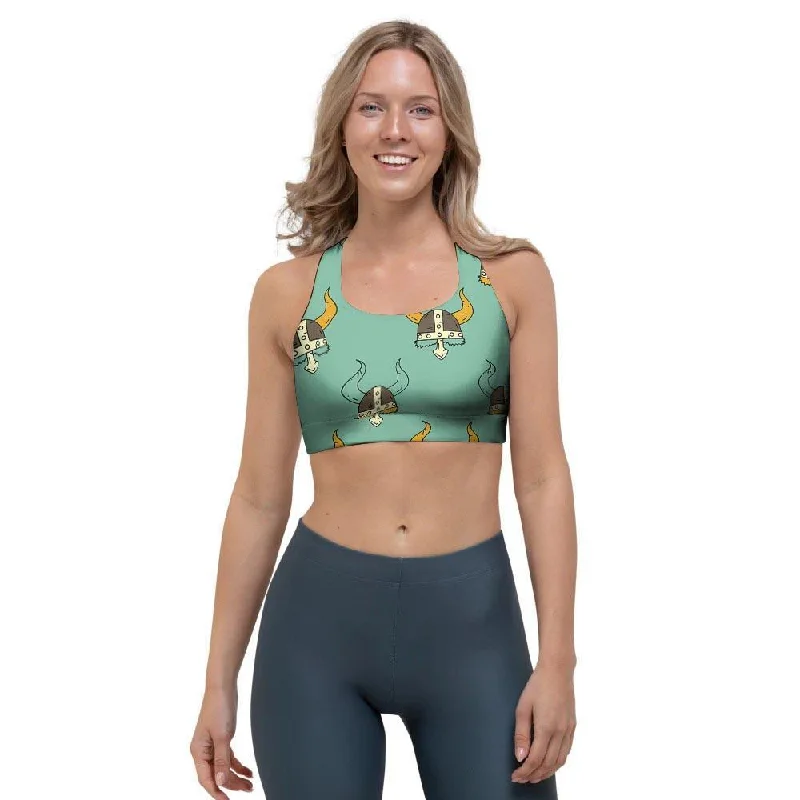 Viking Helmet Sports Bra Casual Bralette Set