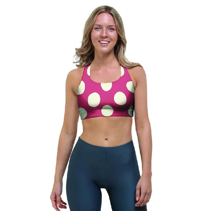 Vintage Red Polka Dot Sports Bra Full Coverage Bra