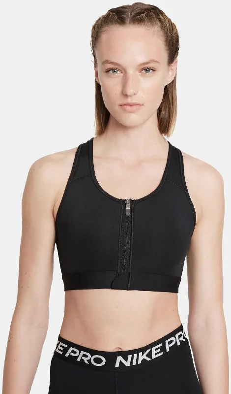 Women's Swoosh Medium-Support Padded Zip-Front Sports Bra Breathable Wireless Bra