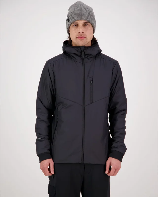 Arete Merino Insulated Hooded Jacket - Black Anorak Shell Jacket Lightweight Jacket