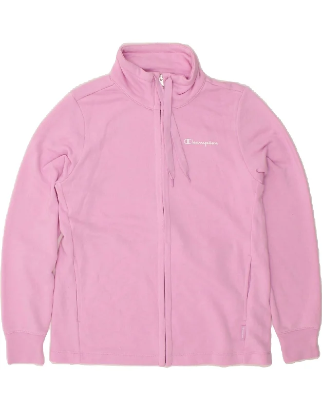 CHAMPION Womens Tracksuit Top Jacket UK 10 Small Pink Cotton Tailored Jacket Straight Jacket A-Line Jacket