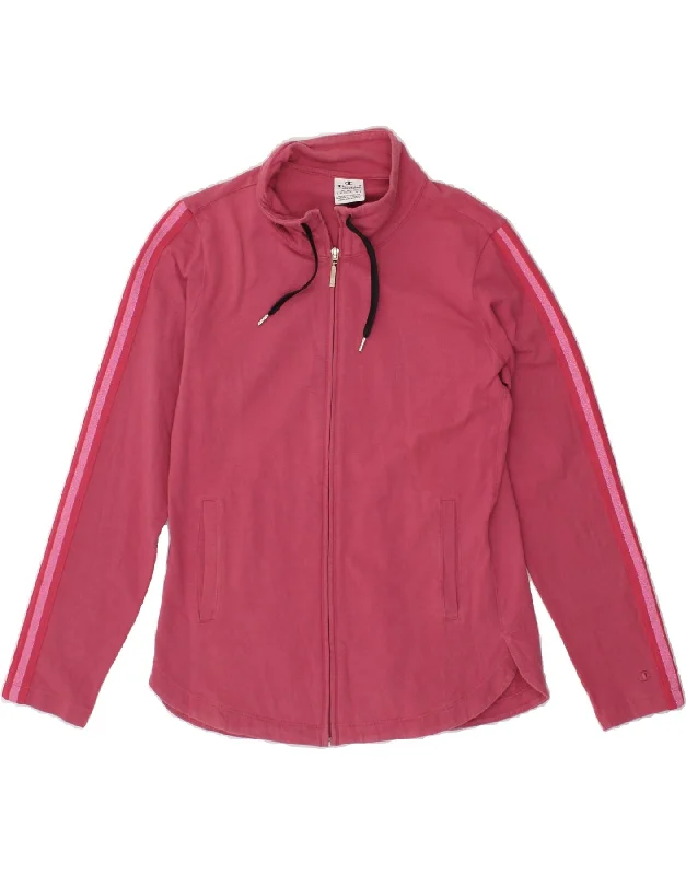 CHAMPION Womens Tracksuit Top Jacket UK 10 Small Pink Boat Neck Shawl Collar Notched Collar