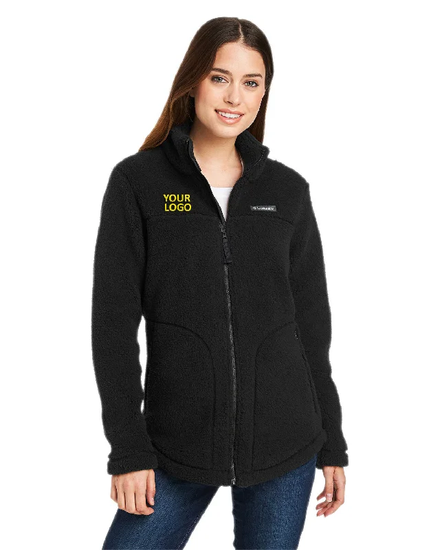 Custom Columbia Ladies West Bend Sherpa Full-Zip Fleece Jacket, Black Collared Jacket Crew Neck Jacket Turtle Neck Jacket