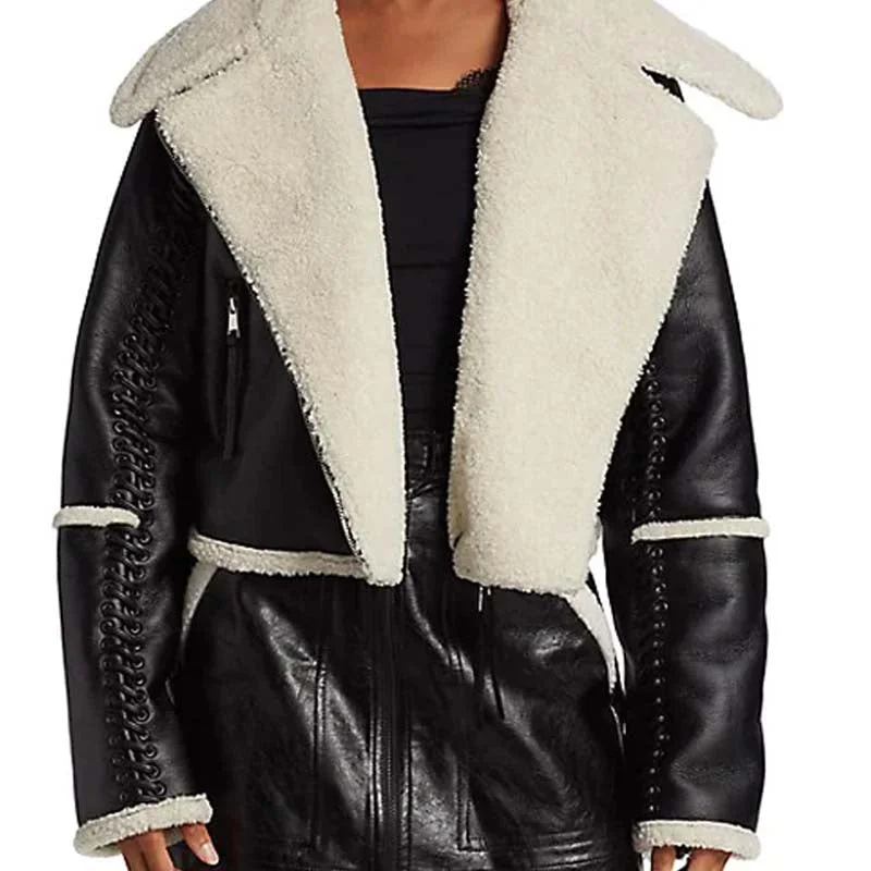 Corinne Faux Fur & Faux Leather Jacket Knit Jacket Woven Jacket Fleece Jacket