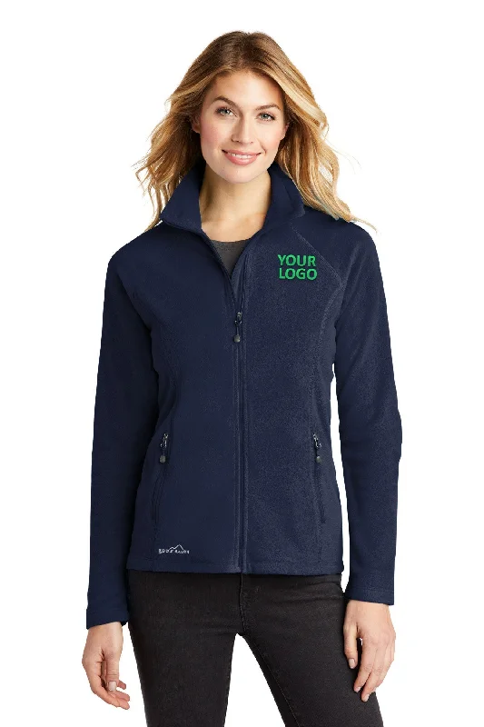 Eddie Bauer Ladies Custom Microfleece Jackets, Navy Nylon Fabric Polyester Fabric Spandex Fabric