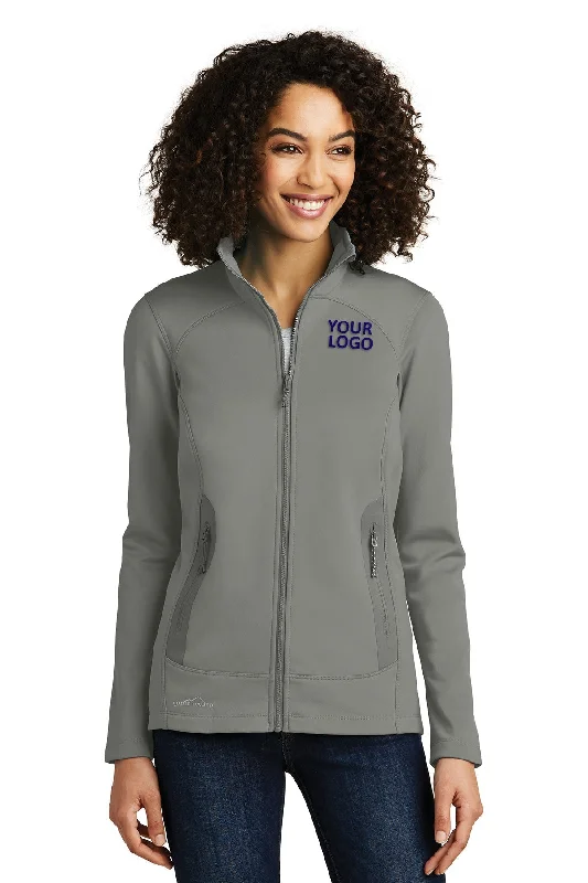 Eddie Bauer Ladies Highpoint Custom Fleece Jackets, Metal Grey Snapped Jacket Toggled Jacket Drawstring Jacket