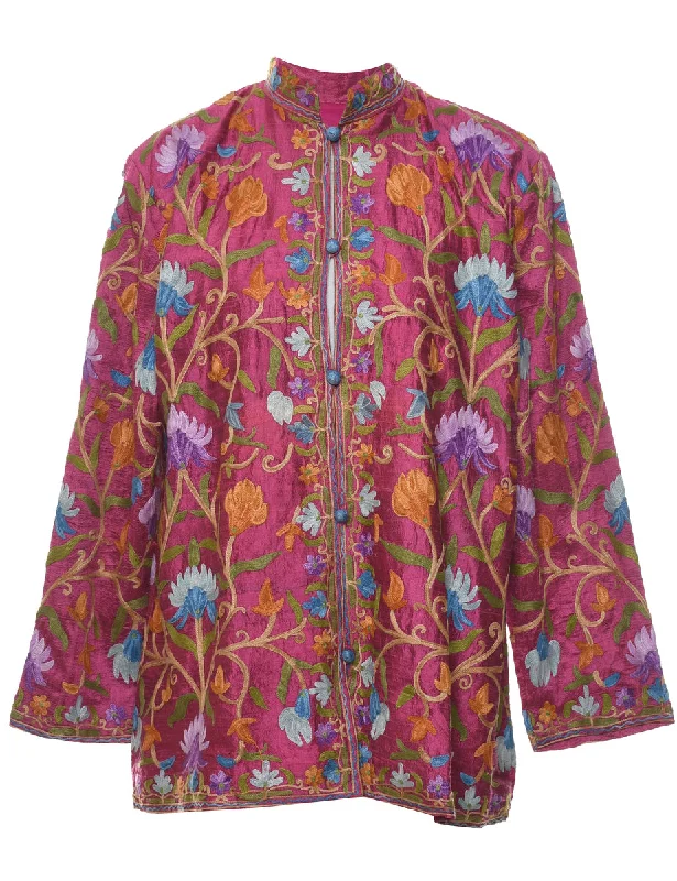 Floral Pattern Multi-Colour Jacket - L Jacket Blazer Coat