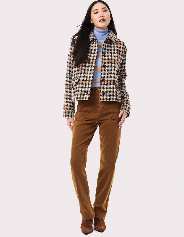 Hayden Houndstooth Wool Jacket Welt Pockets Slit Pockets Flap Pockets