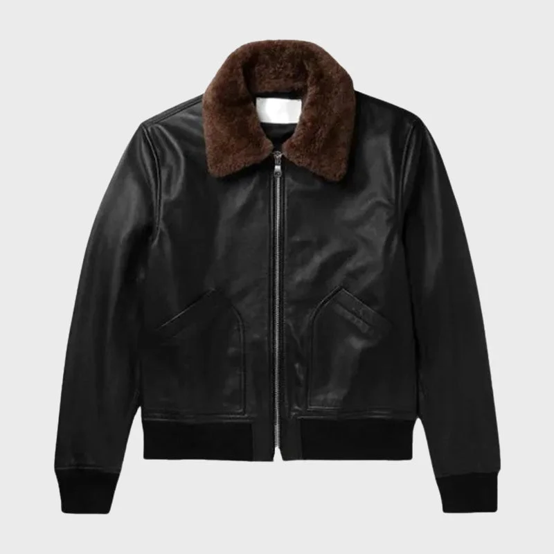 Men's Bomber Shearling Jacket Insulated Jacket Fitted Jacket Loose Jacket