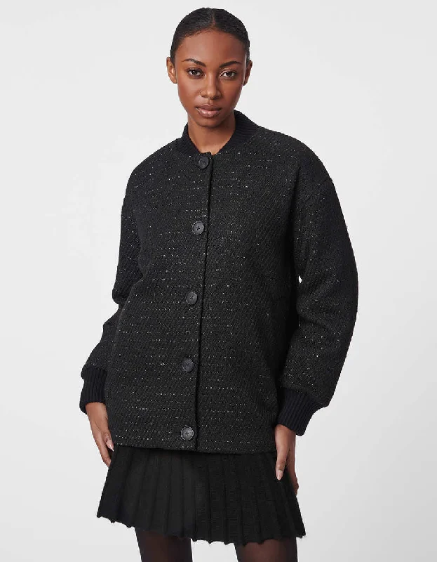 Midnight Shadow Bomber Jacket Appliqued Jacket Beaded Jacket Sequined Jacket