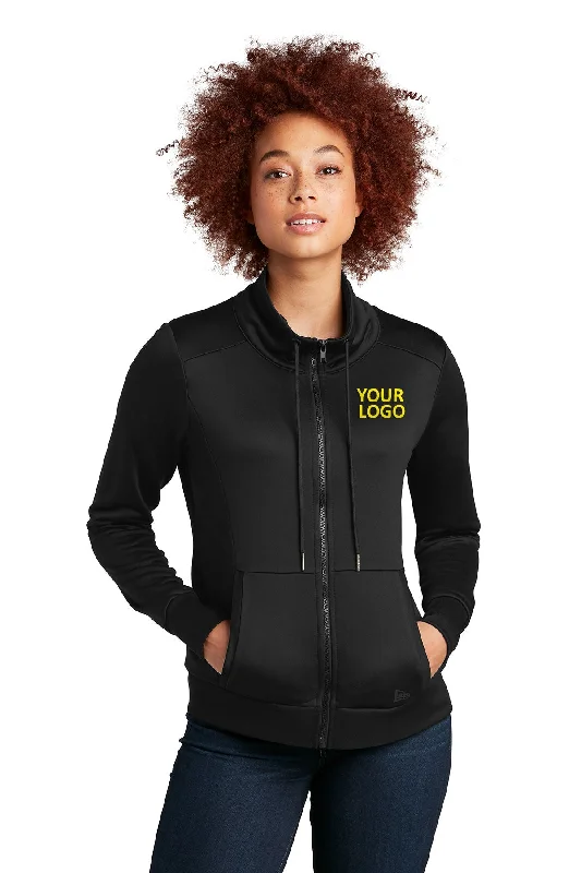 New Era Ladies Performance Terry Full-Zip Customized Jackets, Black Quilted Jacket Puffer Jacket Insulated Jacket