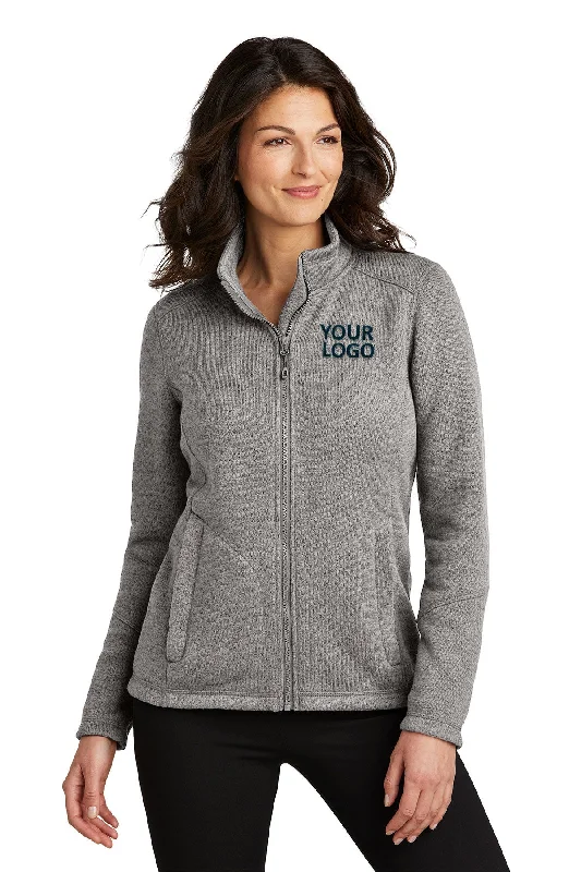 Port Authority Ladies Arc Sweater Fleece Customized Jackets, Deep Smoke Heather Jacket Blazer Coat