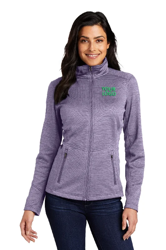 Port Authority Ladies Digi Stripe Fleece Customized Jackets, Purple Fleece Fabric Down Fabric Feather Fabric