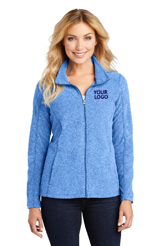 Port Authority Ladies Heather Microfleece Branded Full-Zip Jackets, Light Royal Heather Anorak Shell Jacket Lightweight Jacket