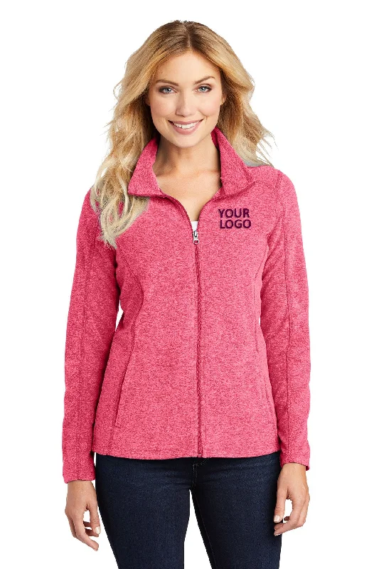 Port Authority Ladies Heather Microfleece Branded Full-Zip Jackets, Pink Raspberry Heather Mesh Jacket Canvas Jacket Denim Jacket