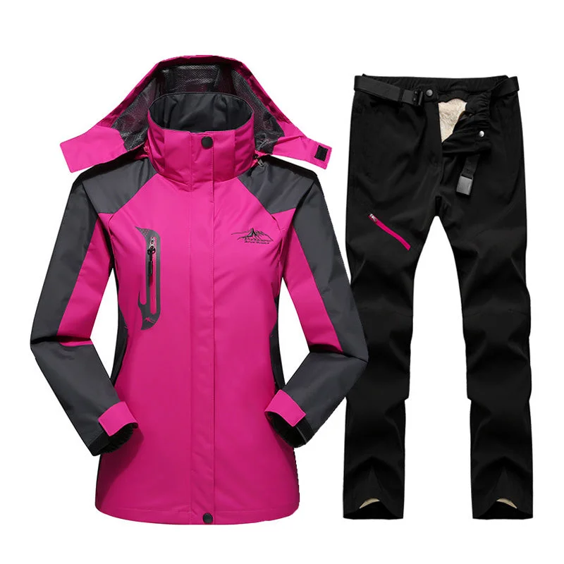 Ski Suit For Women Outdoor Waterproof Windproof Snowboard Ski Jacket Pants Winter Snow Skiing Fleece Jackets Women's Ski Suit Appliqued Jacket Beaded Jacket Sequined Jacket