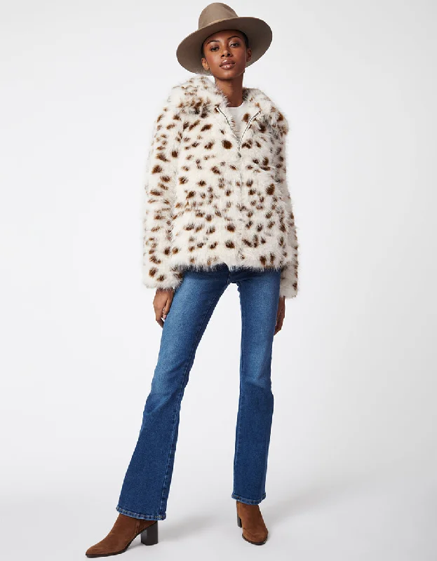 Spotted Faux Fur Jacket Jacket Blazer Coat