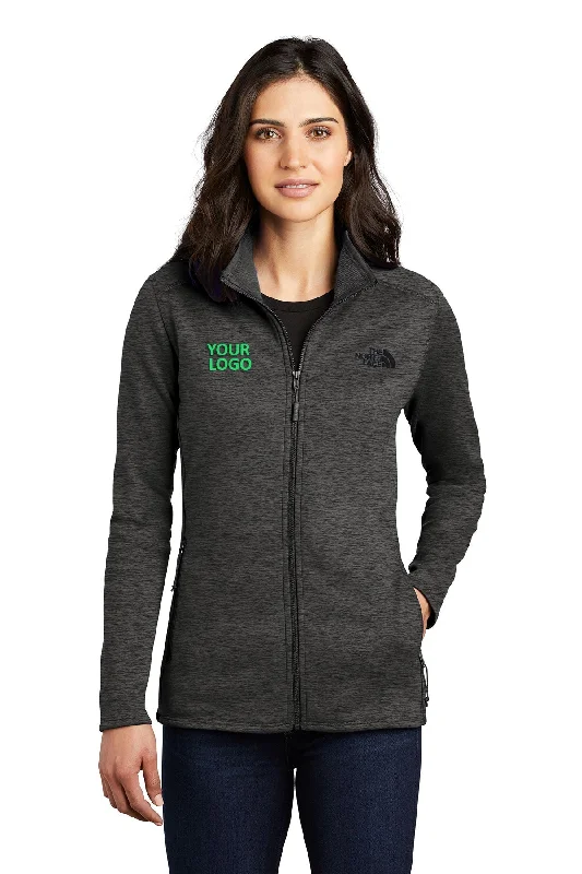 North Face Ladies Skyline Full-Zip Fleece Jacket Dark Grey Heather Ribbed Jacket Pleated Jacket Ruffled Jacket