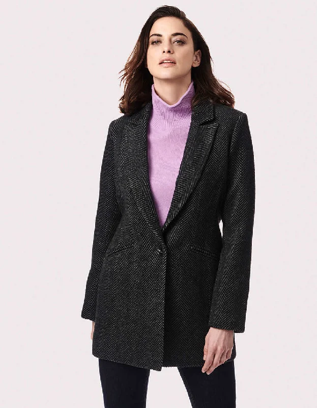 Vegan Wool Herringbone Blazer Jacket Wool Jacket Cashmere Jacket Tweed Jacket