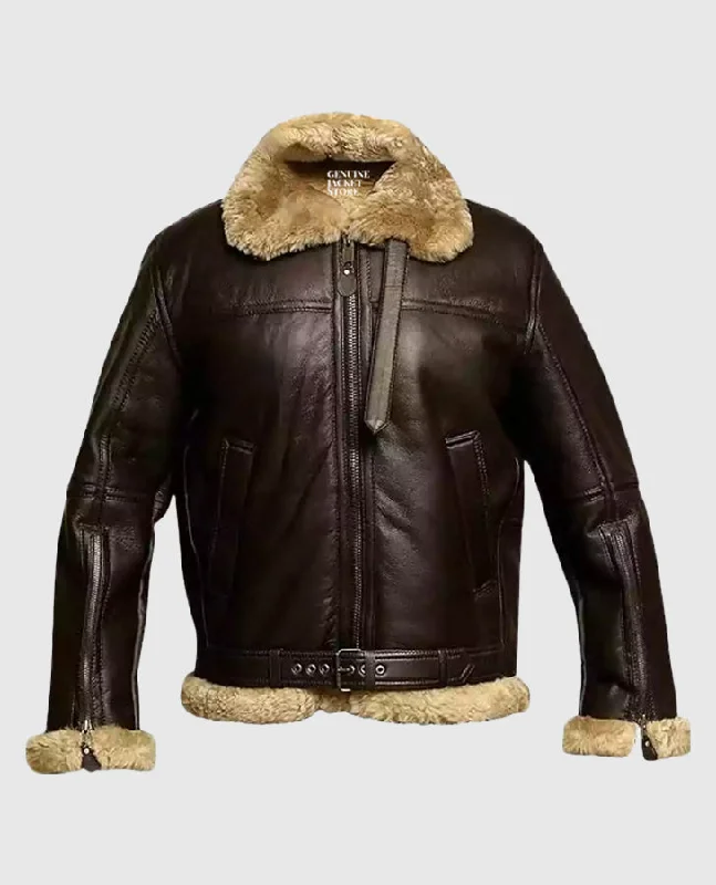 Women's Fur Aviator Flying Pilot Bomber Brown Jacket Fleece Jacket Down Jacket Feather Jacket