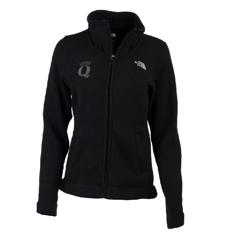 QFC-315 | Women's North Face Sweater Fleece Jacket- Black Heather Plaid Jacket Tartan Jacket Houndstooth Jacket