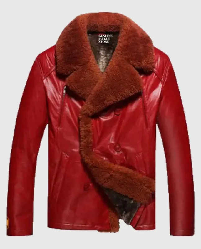 Women's Shearling Red Leather Jacket Corduroy Jacket Velvet Jacket Brocade Jacket