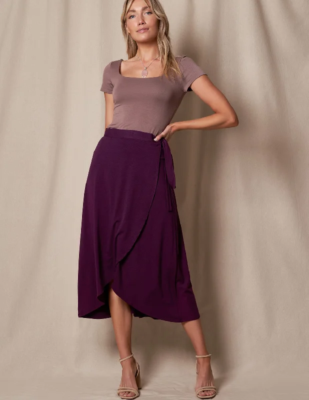 Bamboo / Organic Cotton Wrap Skirt - Plum wool skirt sturdy